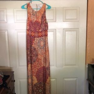 London Times maxi dress. Size 14. Orange and yellow print.